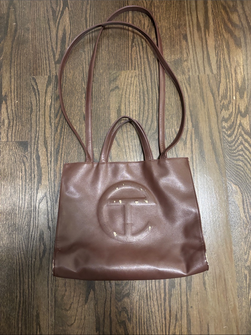 Telfar Chocolate Brown Medium Bag with Embossed Logo